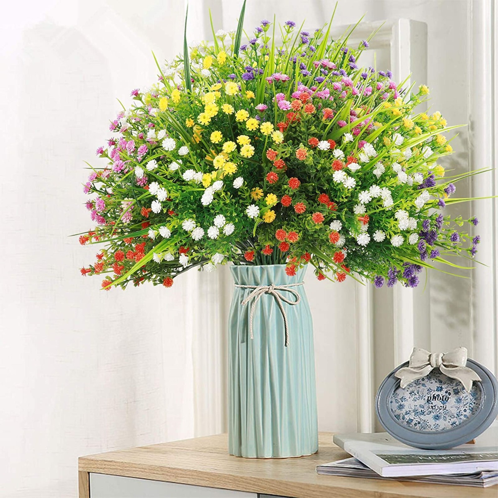 Outdoor Indoor Artificial Flowers Baby Breath Fake Flowers UV Resistant Purple