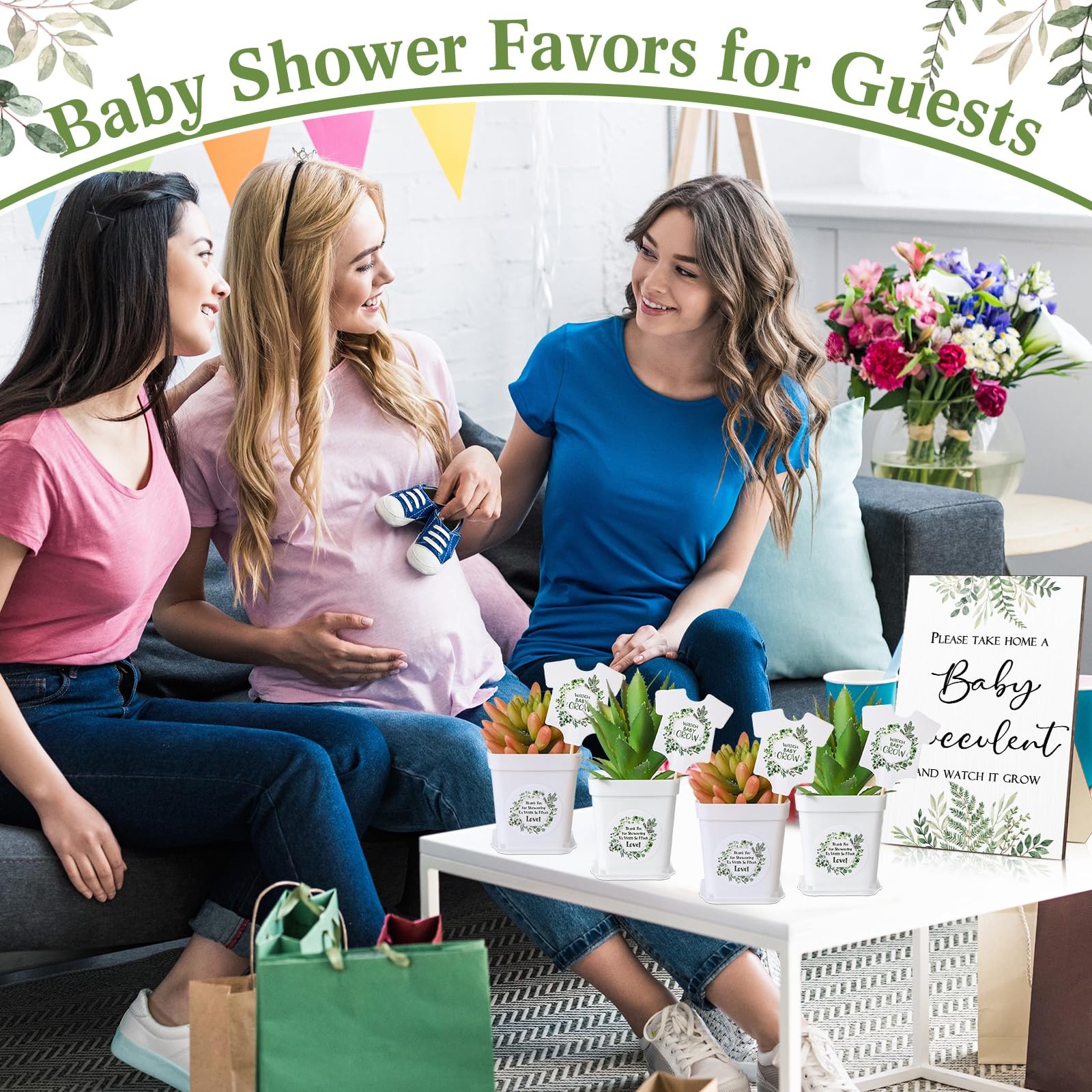 151 Pcs Baby Shower Succulents Favors for Guests Include 1 Safari Greenery Ba…