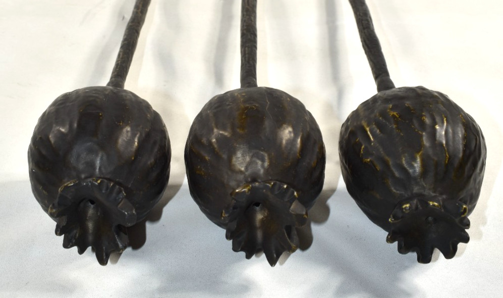Pottery Barn SAMPLE 5 Pcs Cast Metal Flowers Poppies Pomegranate Stems NO VASE