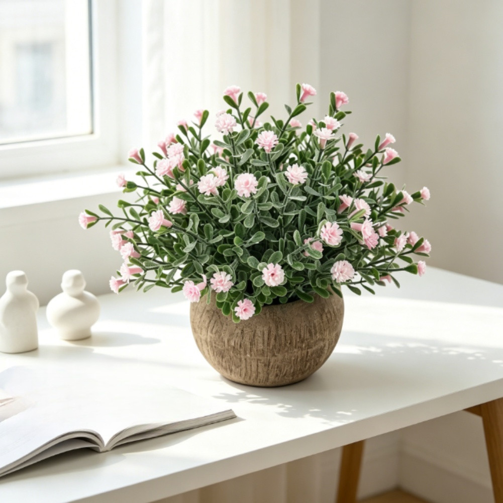 Fake Baby Breath Bonsai Plant for Living Room Office Decor Plastic 9.5x6x17cm