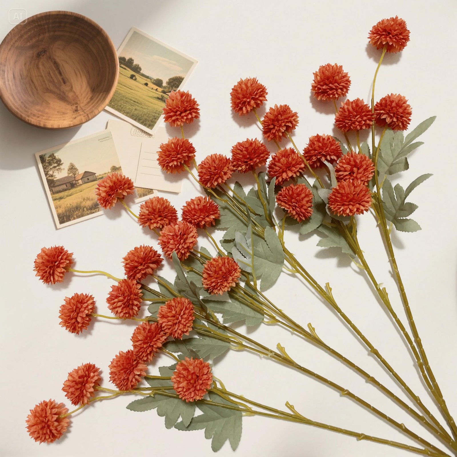 Artificial Flowers Faux Mums 6pcs, Long Stem Faux Flowers for Vase, Artificia…