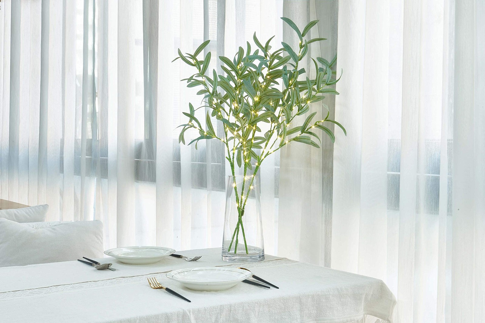 Lighted Olive Branches 24IN 72 LED with Timer Battery Operated Lit Artificial…
