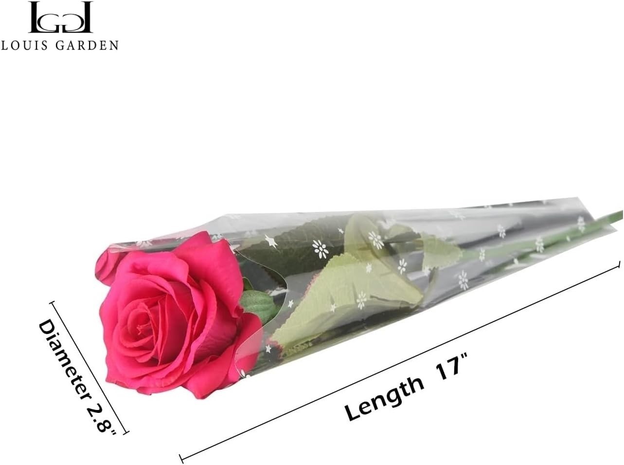 Beautiful 17″ Fake Red Rose with Leaves – Ideal for Weddings & Anniversaries