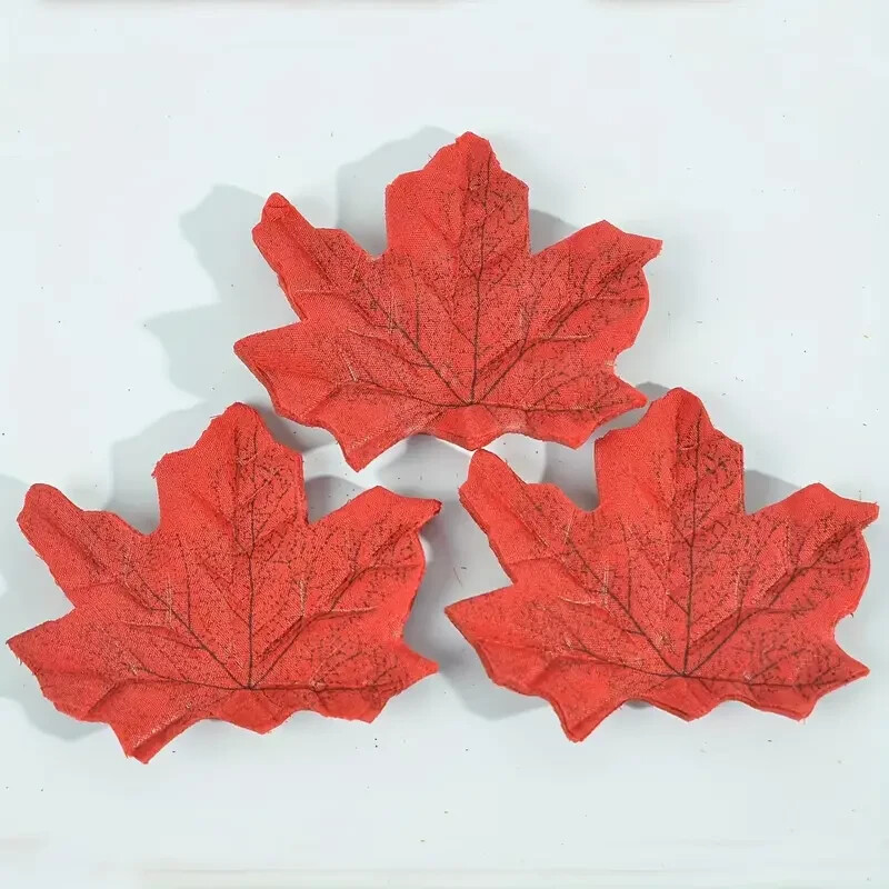 100 Vibrant Artificial Fall Maple Leaves, Thanksgiving, Home, Outdoor Decor