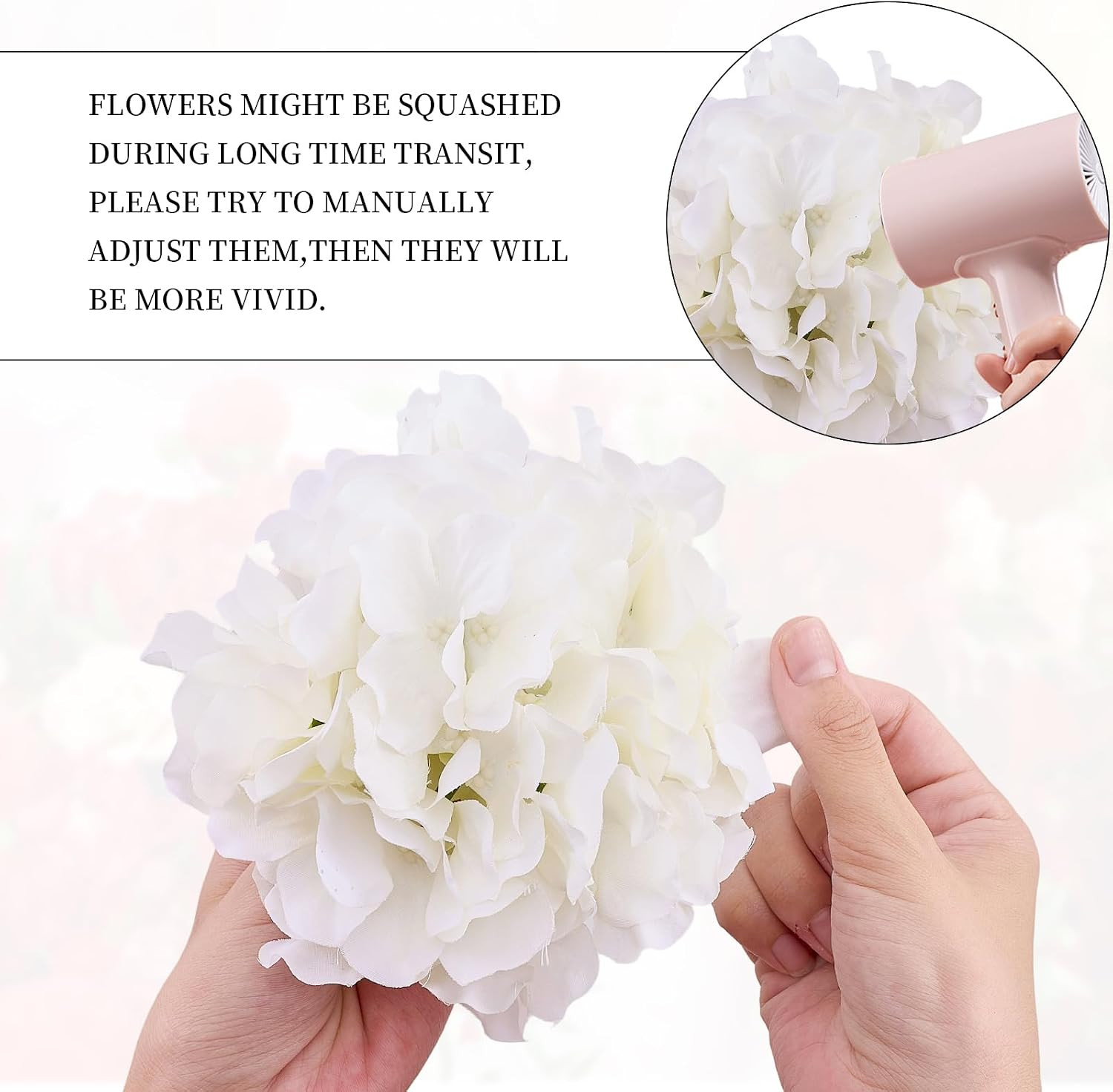 100 PCS Ivory Hydrangea Artificial Flowers, Faux Hydrangea Flowers Silk Full Flo