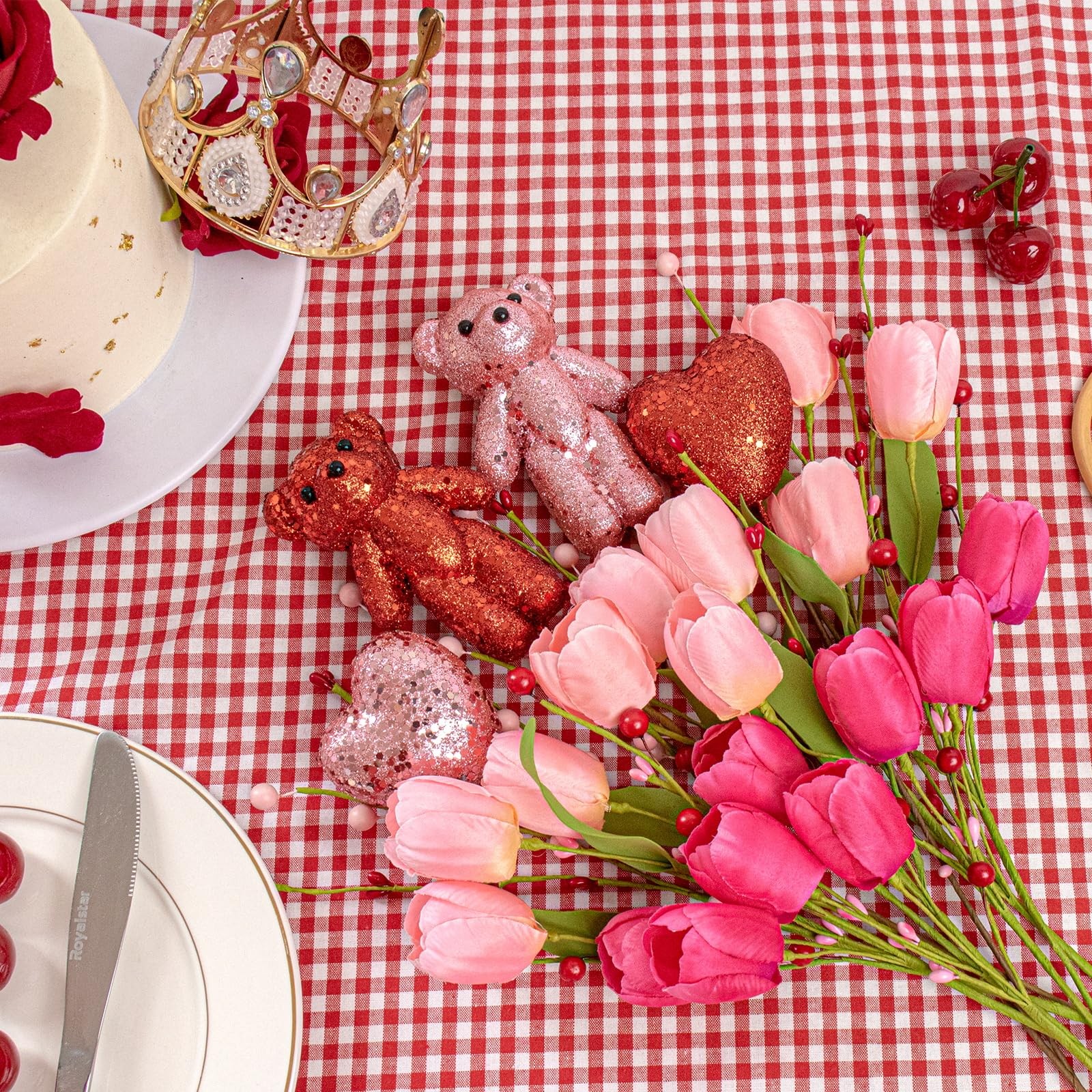 JINGHONG Valentines Day Decorations Valentines Day Gifts Artificial Tulips wi
