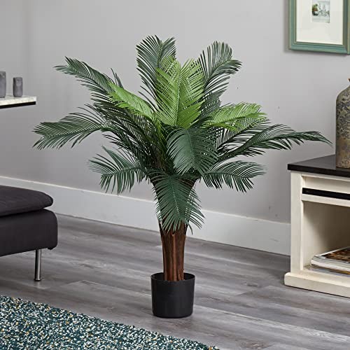 3ft Cycas Artificial Palm Tree, UV Resistant Faux Greenery For Indoor Outdoor
