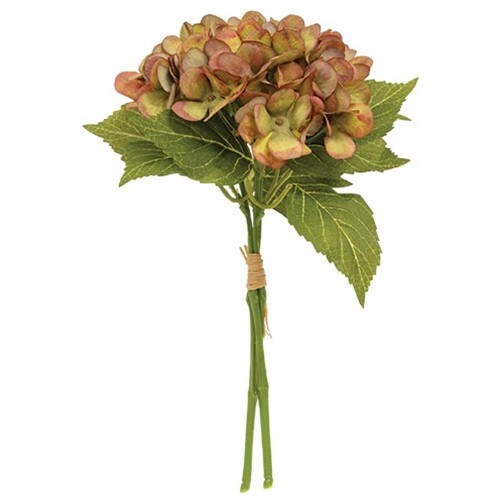 New Primitive HYDRANGEA STEMS 2 pcs DUSTY GREEN MAUVE Farmhouse Cottage 11.5″T