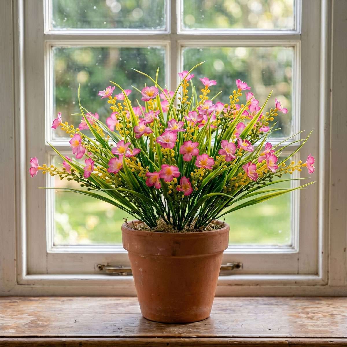 24 Bundles Artificial Silk Flowers for Outdoors, Fake Plants Faux Greenery US