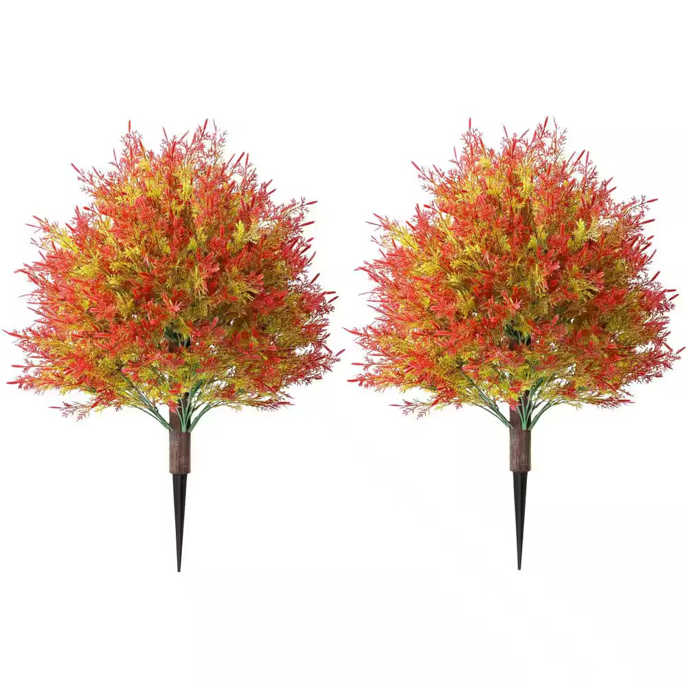 Autumn Harvest 26 In. Green Outdoor Artificial Cedar Shrub UV Resistant Faux Pla