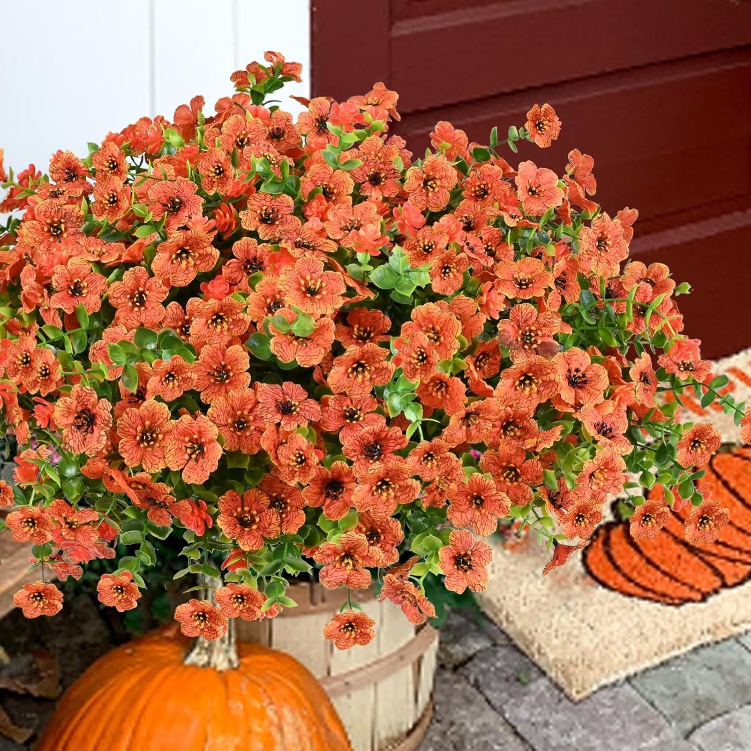 20 Bundles Artificial Flowers, UV Resistant Faux Silk Outdoor Planter Decor