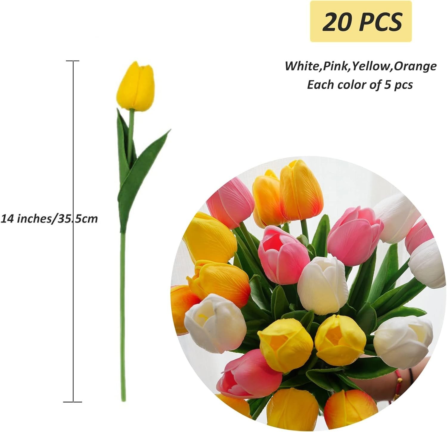 Elegant 20pcs PU Artificial Tulips, Perfect for Spring Parties & Centerpieces
