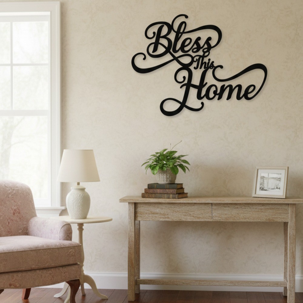 “Bless This Home” Metal Wall Art – Rustproof Farmhouse Housewarming Home Decor