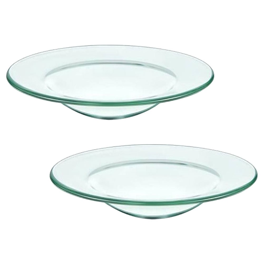 2Pcs Sturdy Glass Wax Warmer Plates Reusable Transparent Replacement Oil Dishes