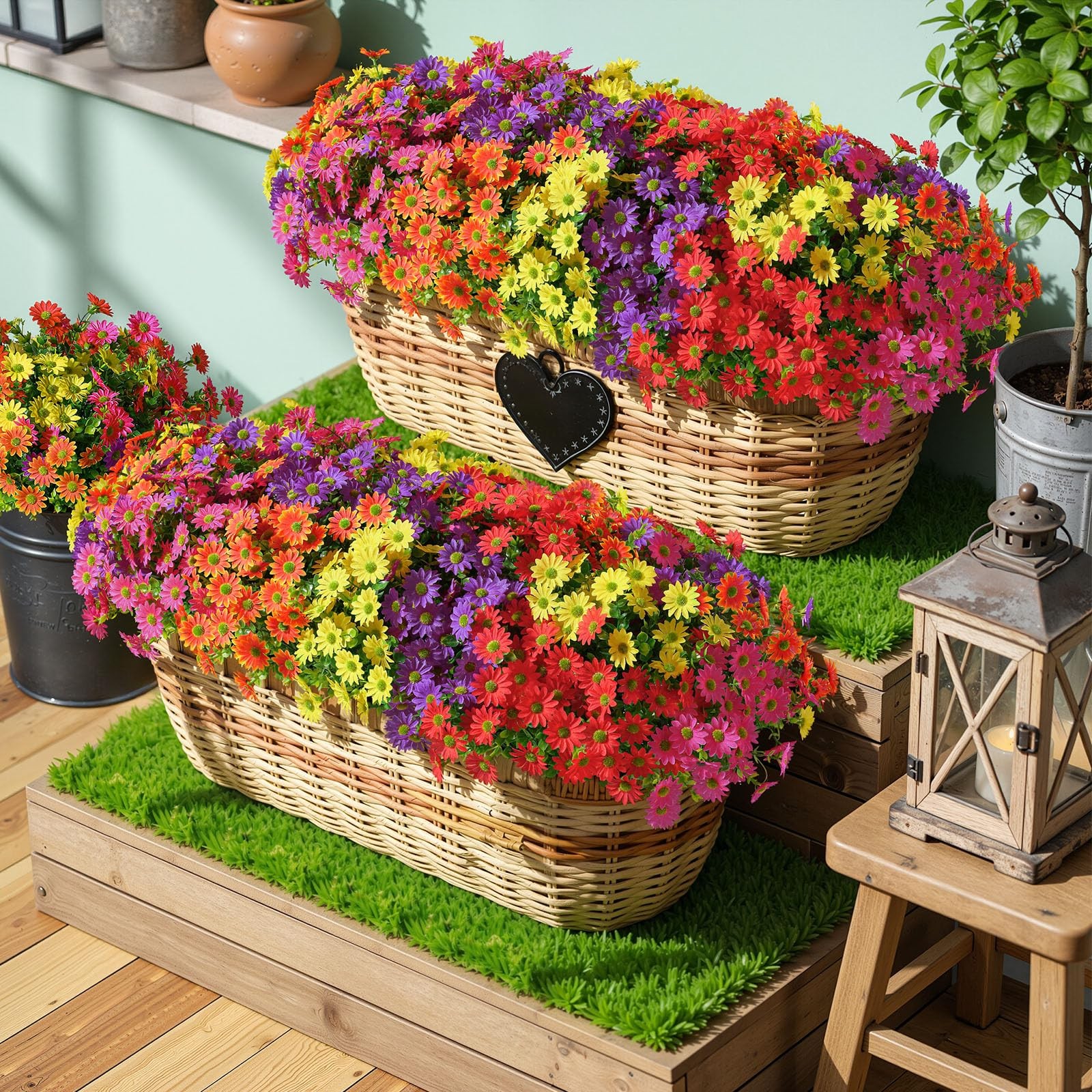 40 Bundles Artificial Daisies Flowers Fake Silk Plant for Indoor Outdoor Deco…