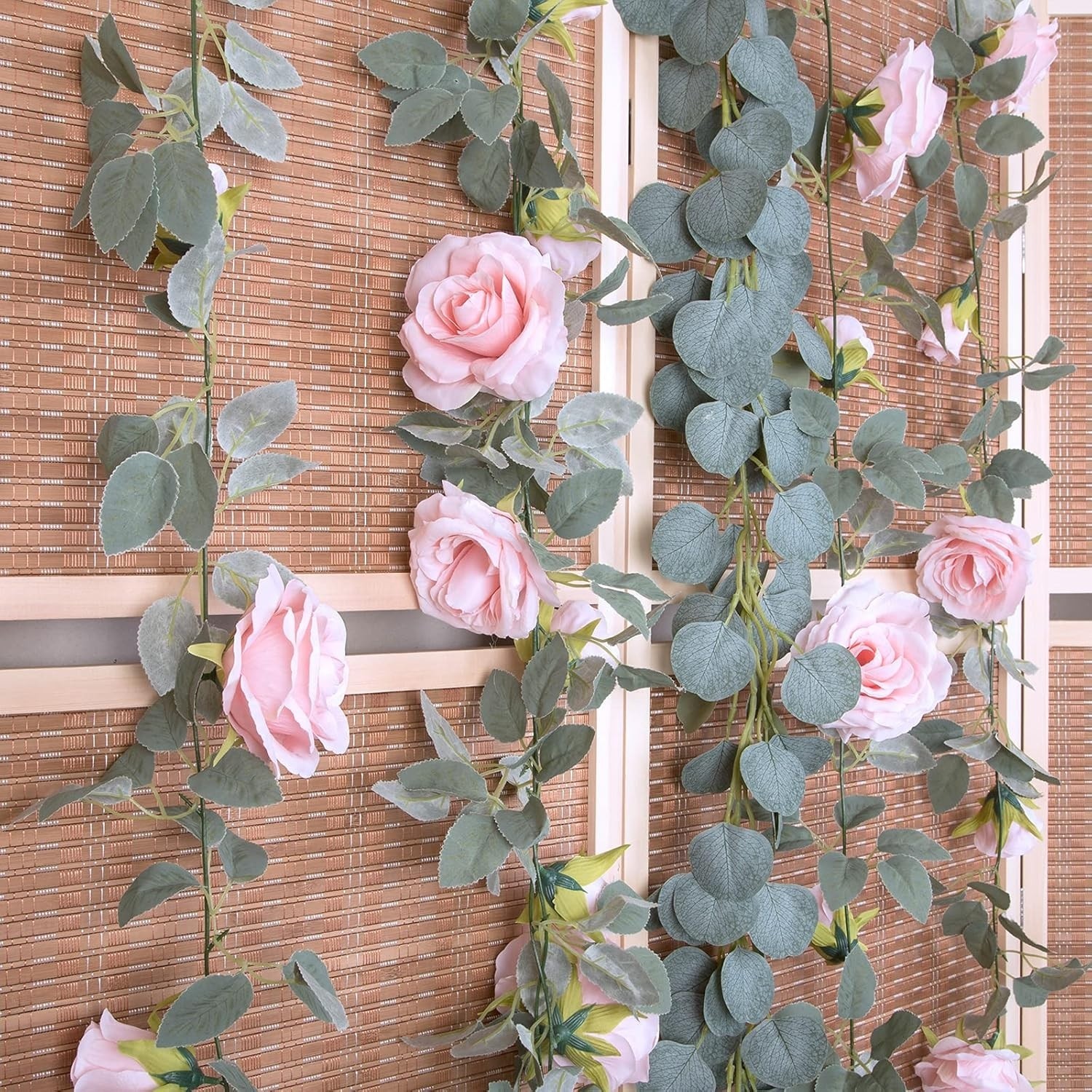 Guirnalda Flores Artificiales 4 Piezas 26 Pies Rosa Para Dormitorio Fiesta Boda.