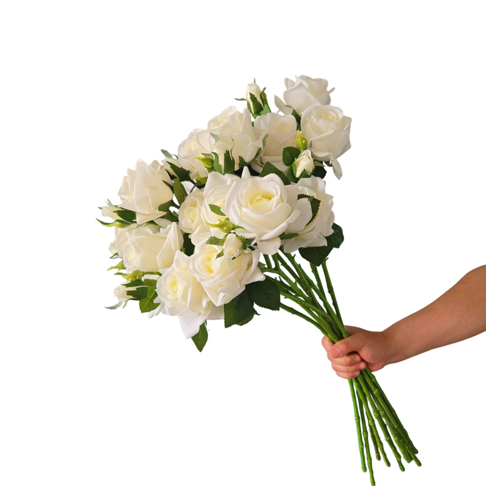10pcs Artificial 3-Head Roses – Each Stem Features 2 Full Blooms and 1 Bud.Gift