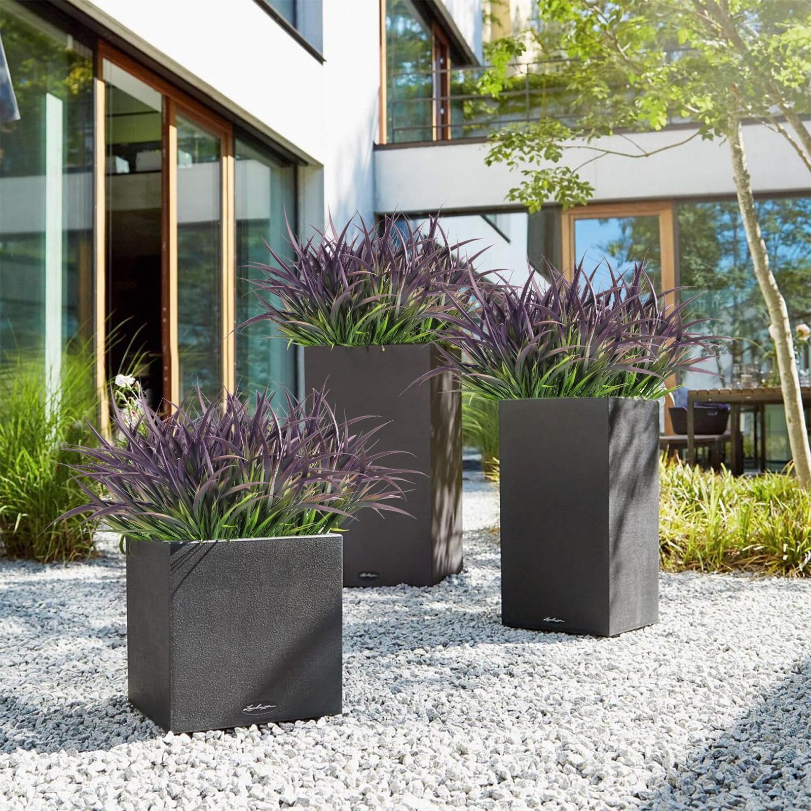 Ouddy Decor 16 Bundles Artificial Plants Outdoor Fake Grass Greenery Stems UV