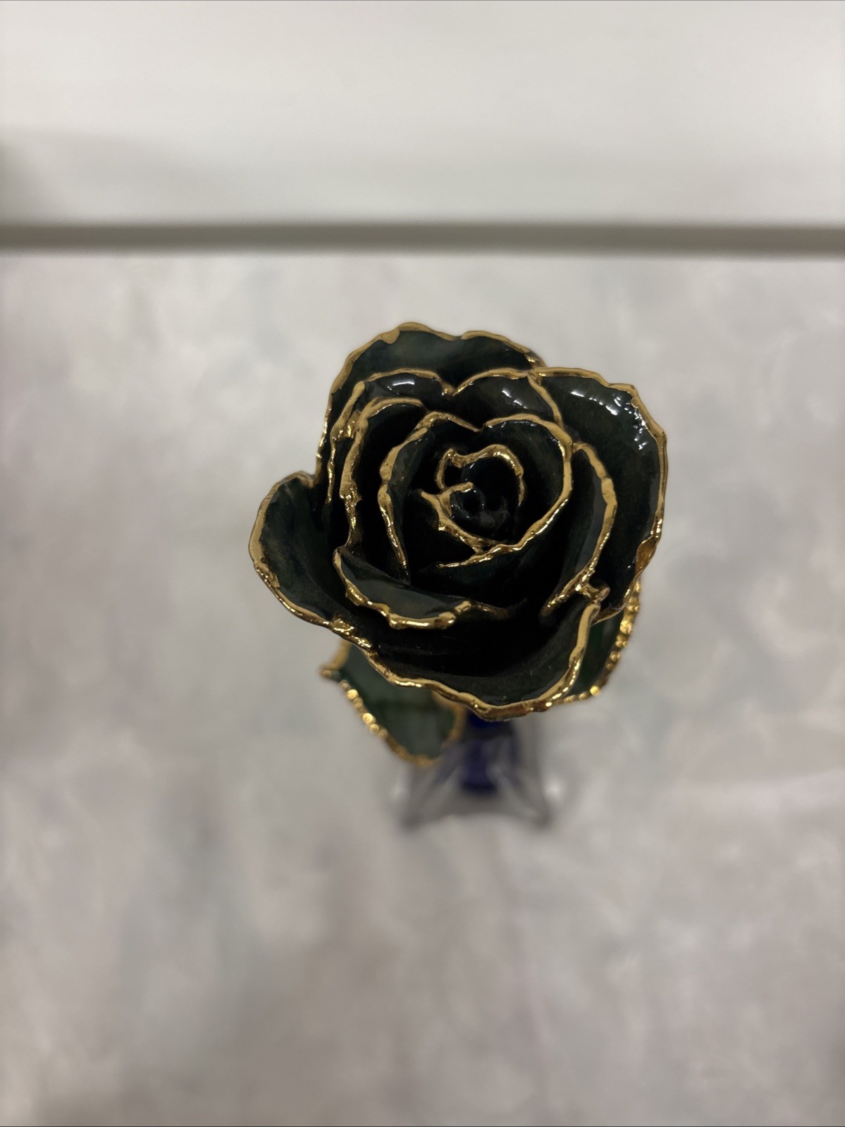 Vtg Real 24k Dipped Green American Rose Bradow Jewelers Watertown WI with Box