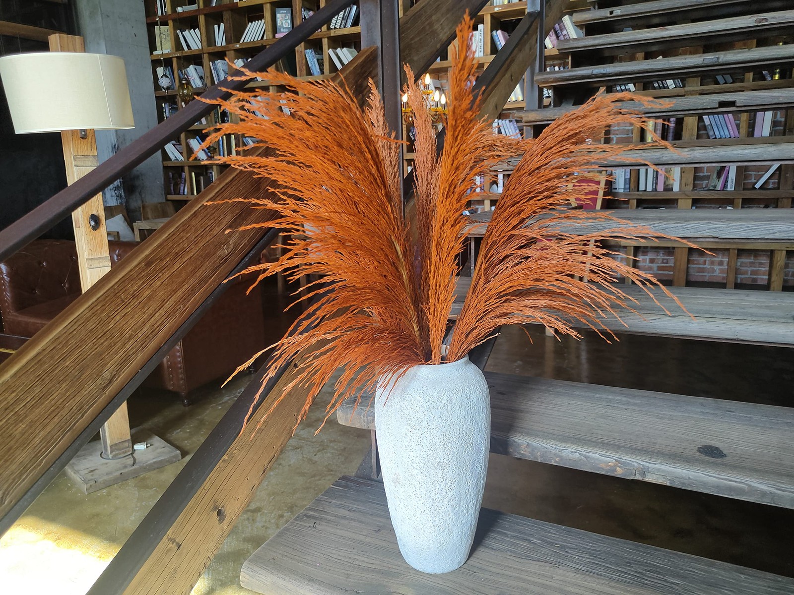 8 PCS 31.5 Inch 80cm Natural Orange Tall Pampas Grass Decor Feather Flowers