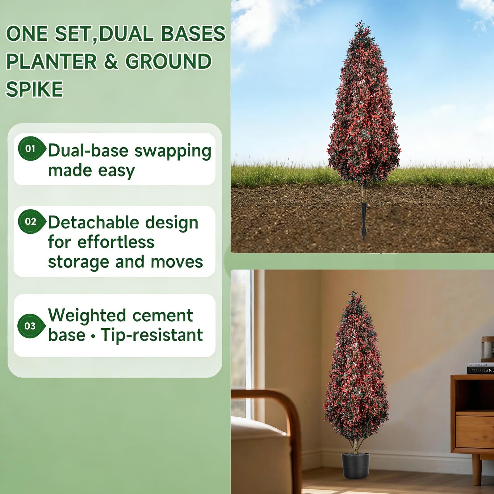 2PACK Tall Faux Potted Plants Artificial Topiary Trees Outdoor Indoor Faux Sh…