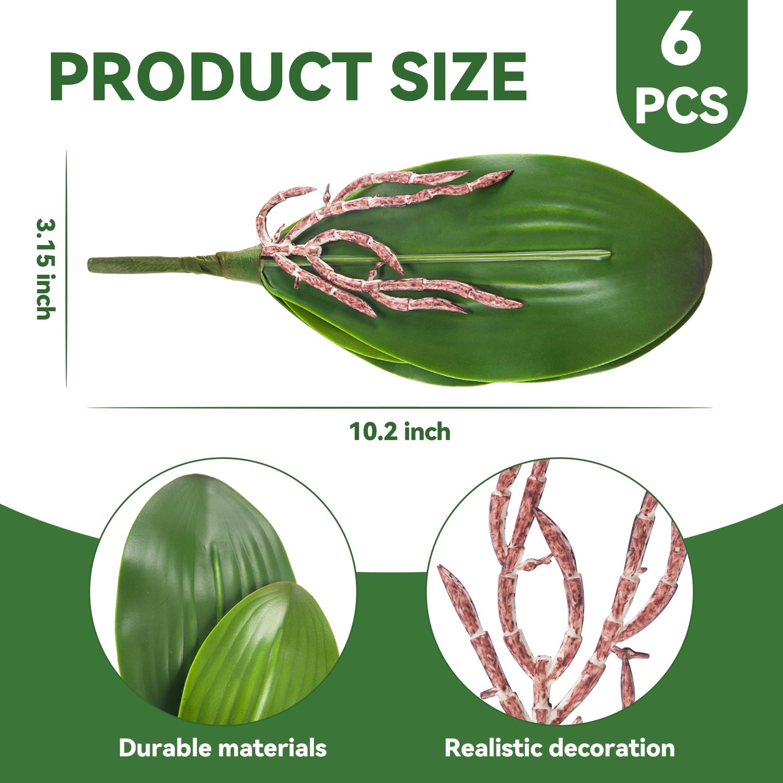 Fake Orchids 6 Pack Artificial Orchid Leaves Faux Greenery Stems for Vase She…