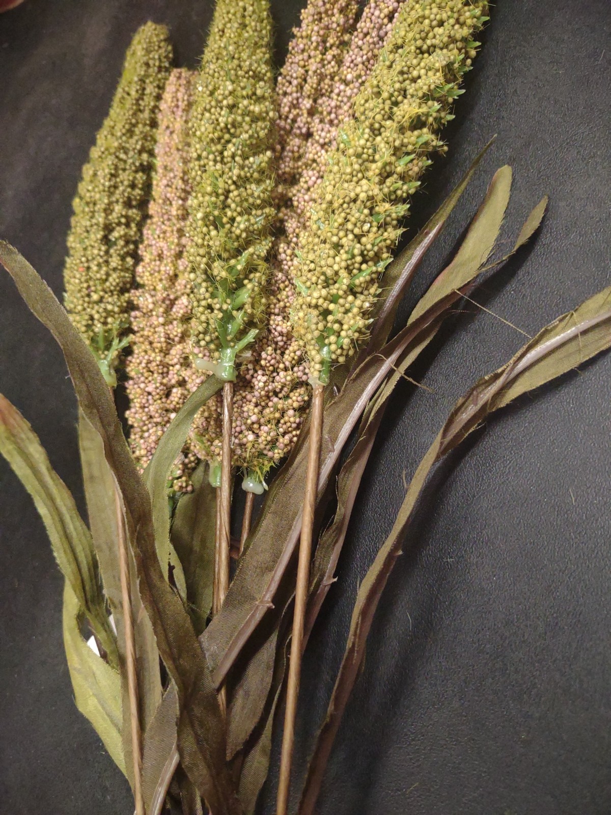 24″ Artificial Millet Seed, 6 Stems, Silk Leaves, 2-Tone Sage Green & Lavender