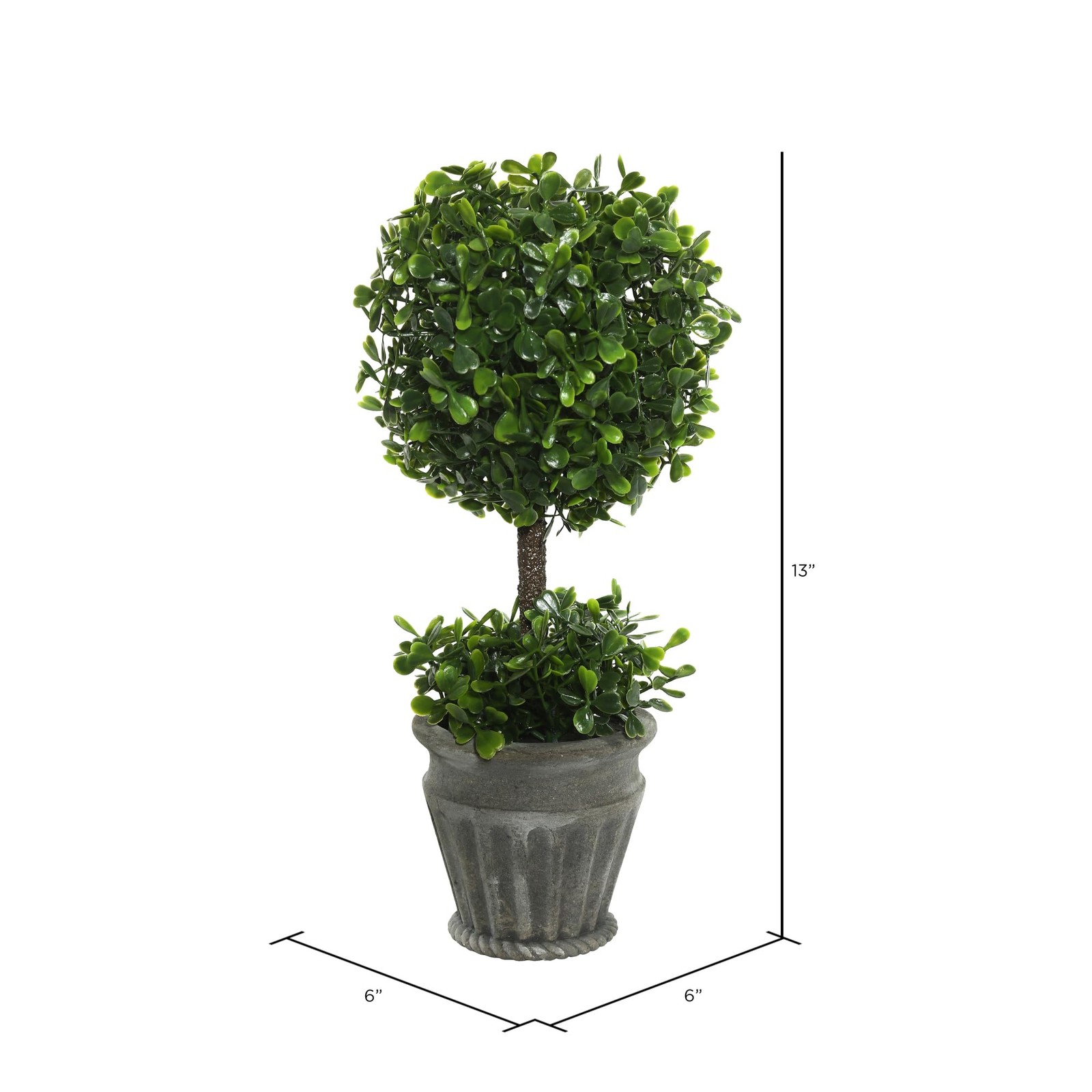 Vickerman 13″ Contemporary Plastic Artificial Boxwood Topiary in Green
