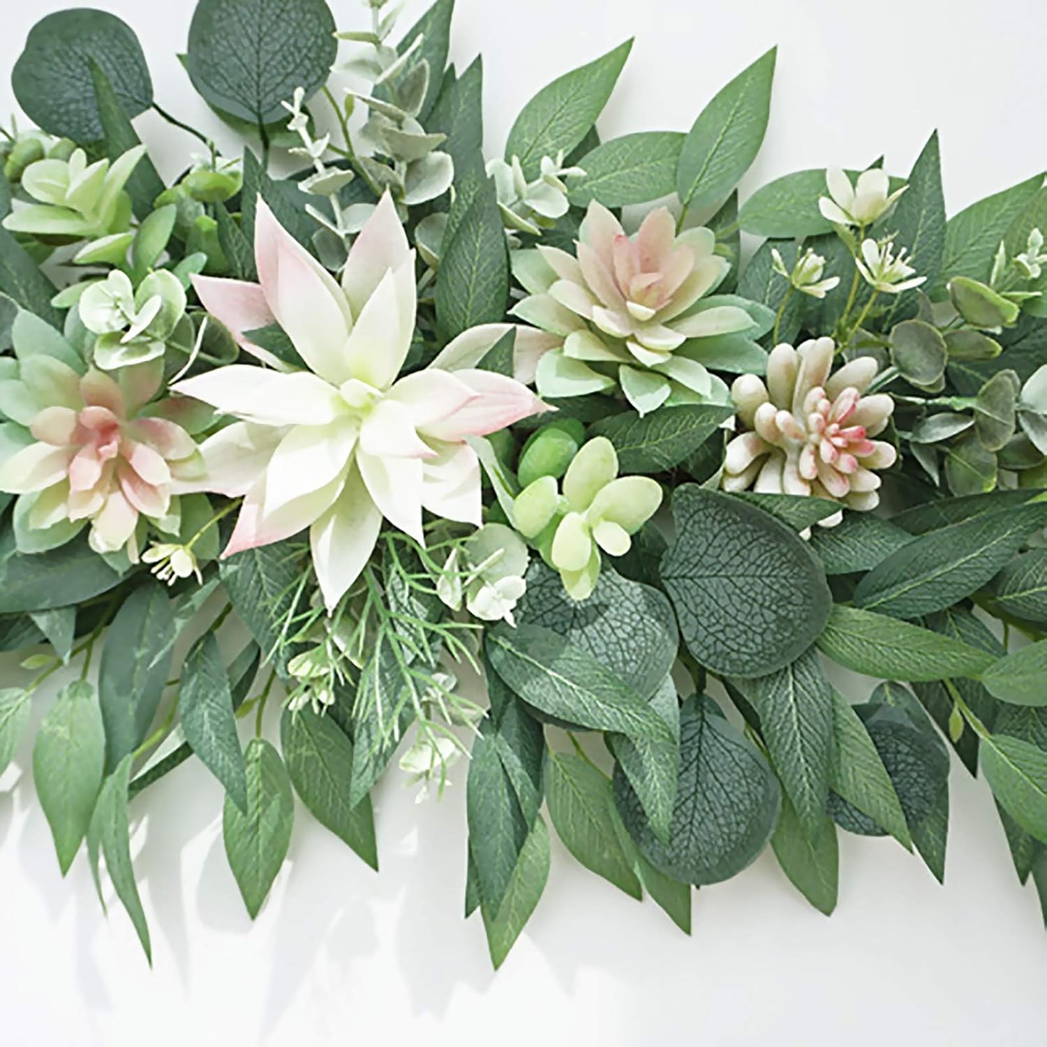 WYSRJ 28inch Artificial Succulents Swag Decorative Swag with Eucalyptus Leaves a