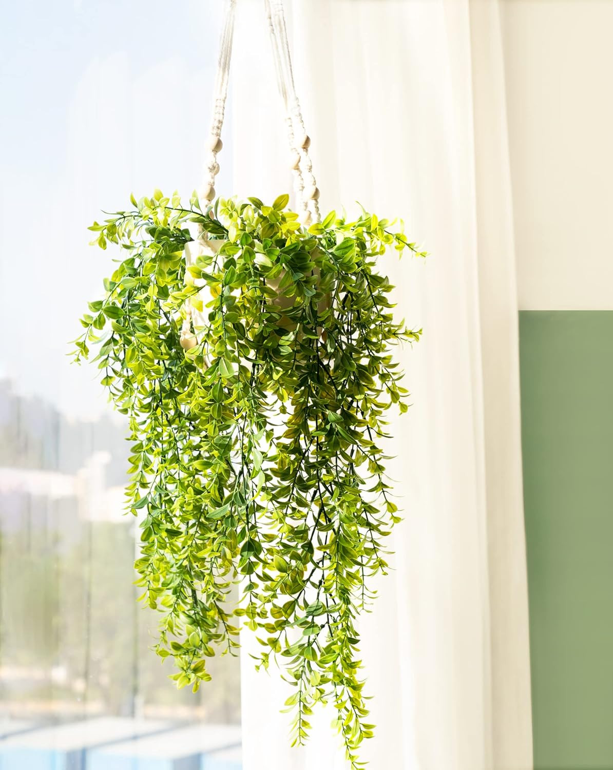 Fake Hanging Plant with Pot, Artificial Plants for Home Spring Decor