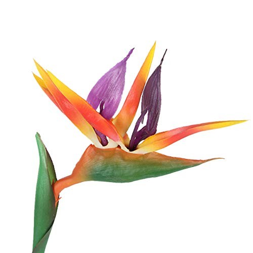 2 Pcs 32” Artificial Bird of Paradise Flowers Plants for Home Garden Orange