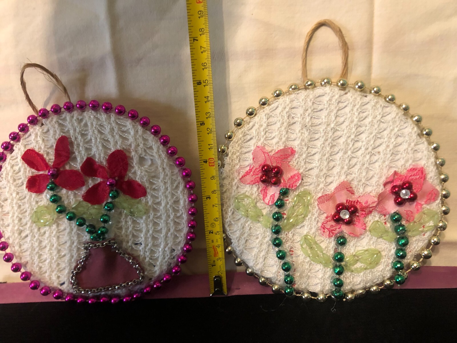 6″ Hand made flower wall décor set of 2 t