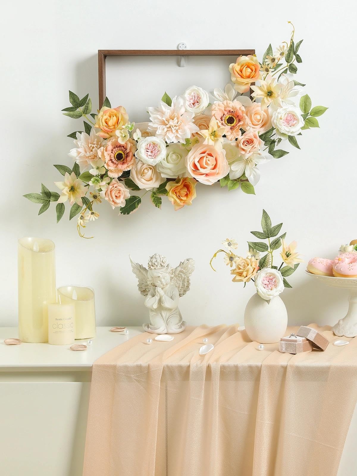 Artificial Flowers,Champagne White Pink Silk Fake Flowers for DIY Wedding Bri…