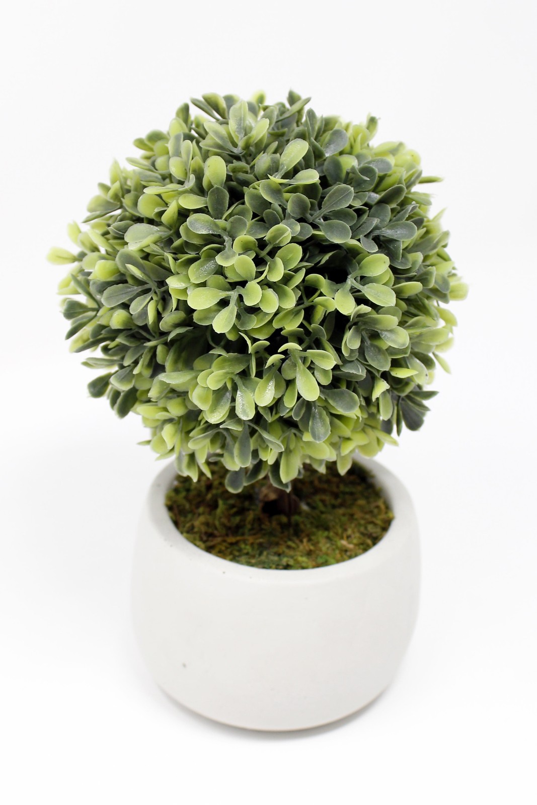 (2 pack 7.5″ Artificial Mini Boxwood Topiary in Gray Cement Planter