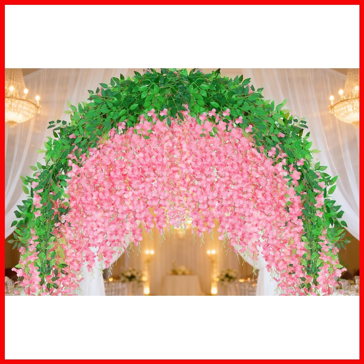 HLAONU 200 Pack Pink Wisteria Hanging Flowers Garland 3.6 Ft