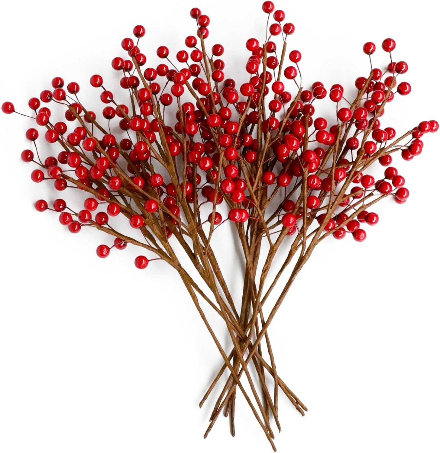 12pcs 13.5″ Red Holly Berry Stems for Christmas, Faux Greenery Picks and Sprays