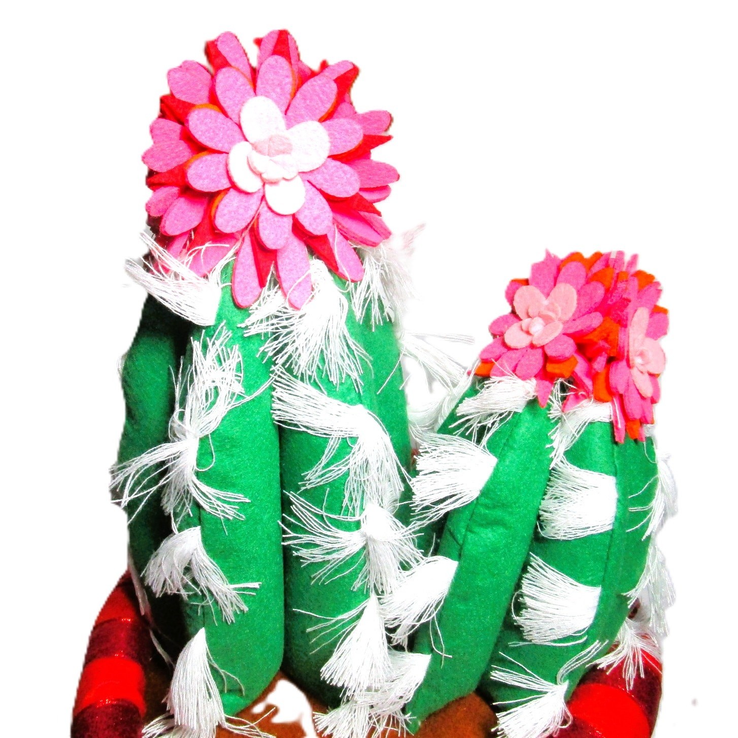 Plush Fabric Cactus Table Centerpiece Soft Sculpture Boho Home Decor 15 Inches