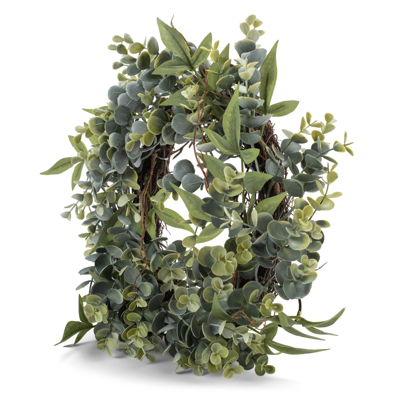 RAZ Imports Boxwood 14″ Eucalyptus and Berry Mini Wreath-Candle Ring