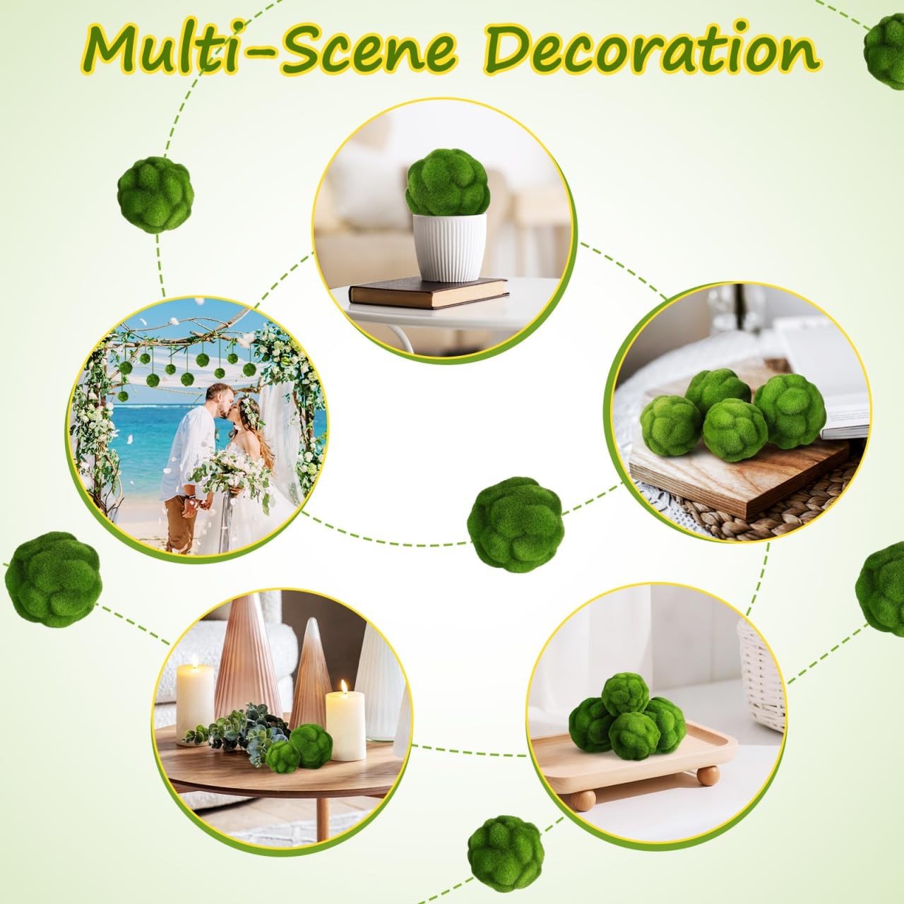 Faux Moss Balls 2Pcs Artificial Green Mossy Balls 4.72In Decorative Topiary O…