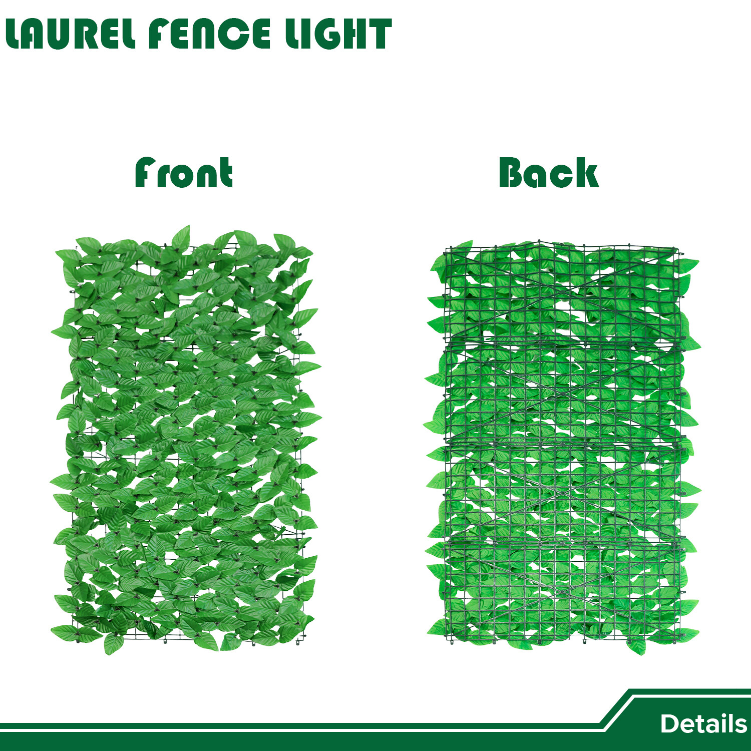 6’x8′ Artificial Faux Light Green Laurel Leaf Privacy Hedge with Mesh Backing