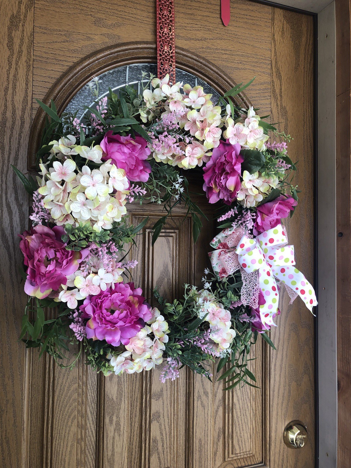 Spring/Summer Door/Wall Wreath In Pinks, White, Green With A Triple Wired Now