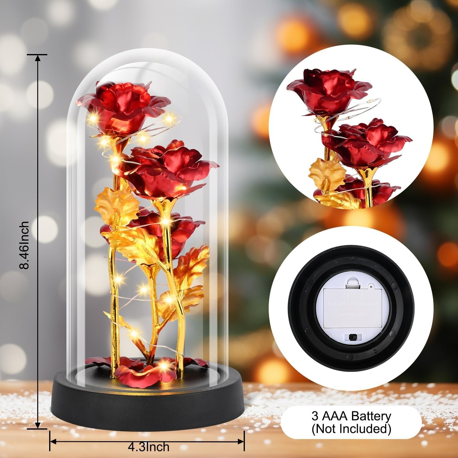 Rose Gift for Women Mother’s Day Gift Light Up Rose In A Glass Dome Women Gift