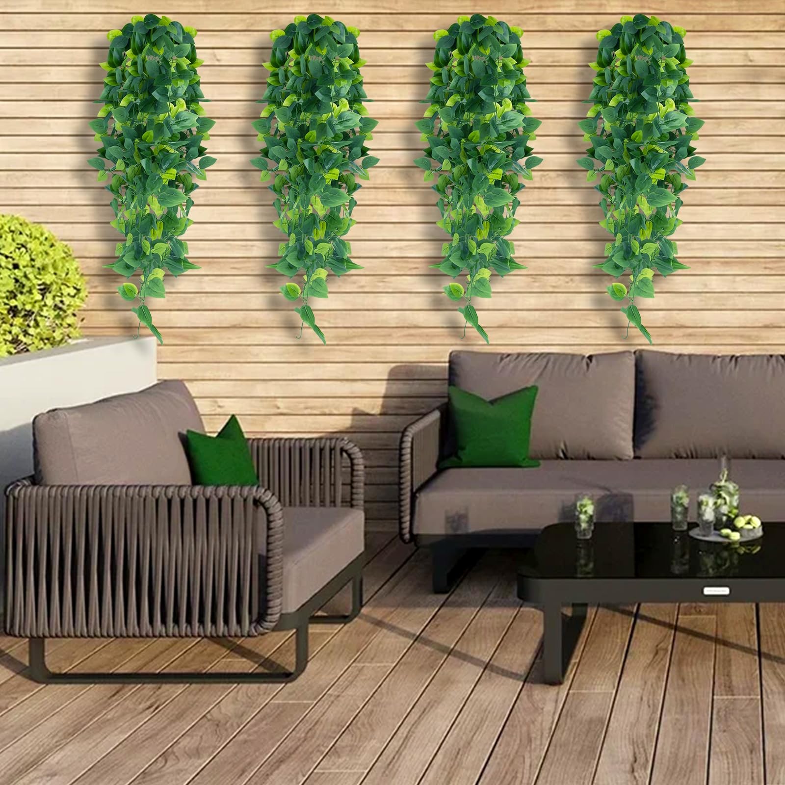 Beksodi 2pcs Artificial Hanging Plants, 3.6FT Fake Hanging Plants, Faux Potho…