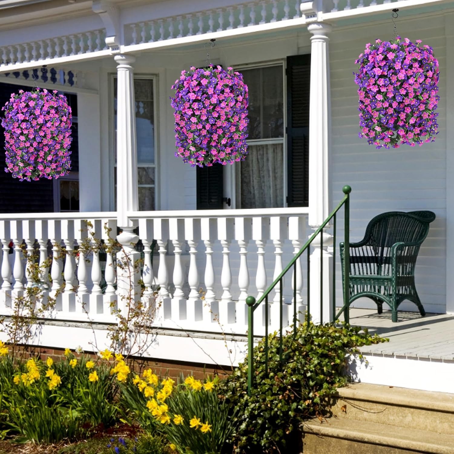 Elegant Dark Purple & Fuchsia Artificial Orchid Vines – Set of 2 for Outdoor Use