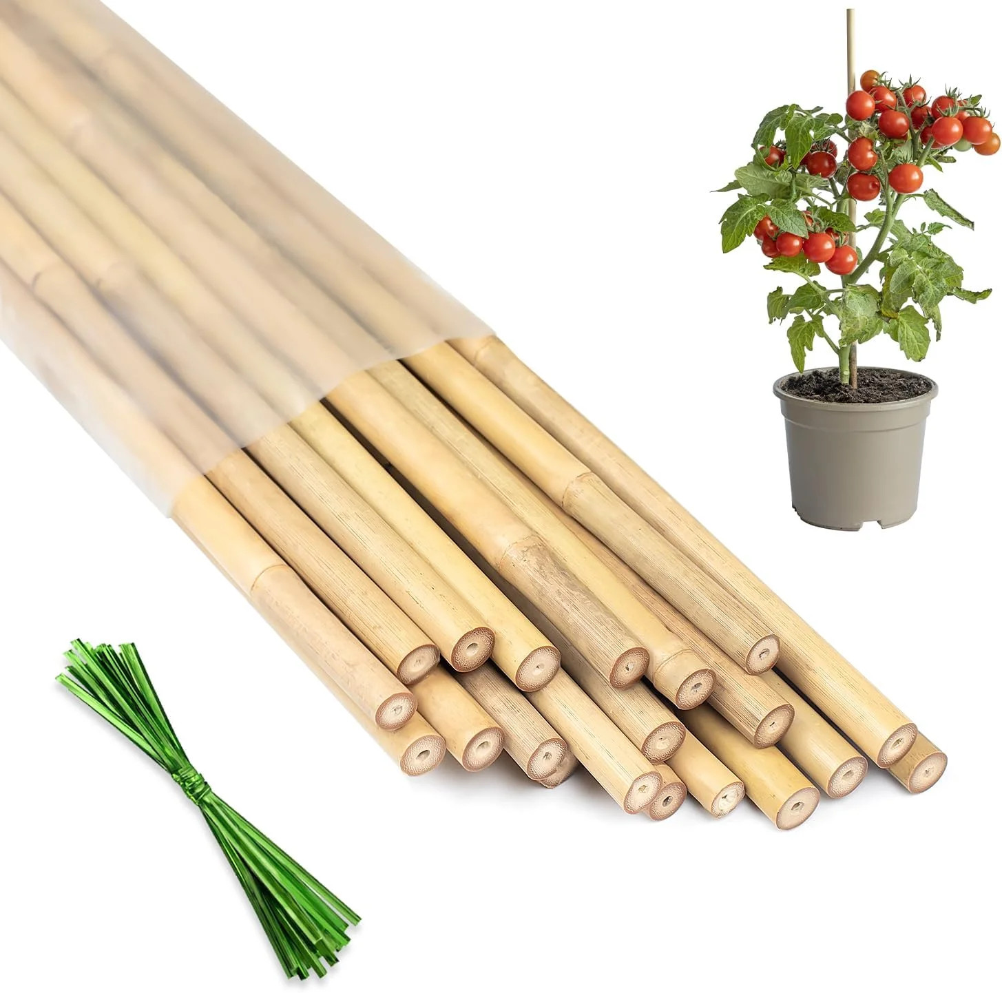 Plant Stakes 18inch, 20Pcs Natural Bamboo Sticks Garden Stakes, HAINANSTRY Plant
