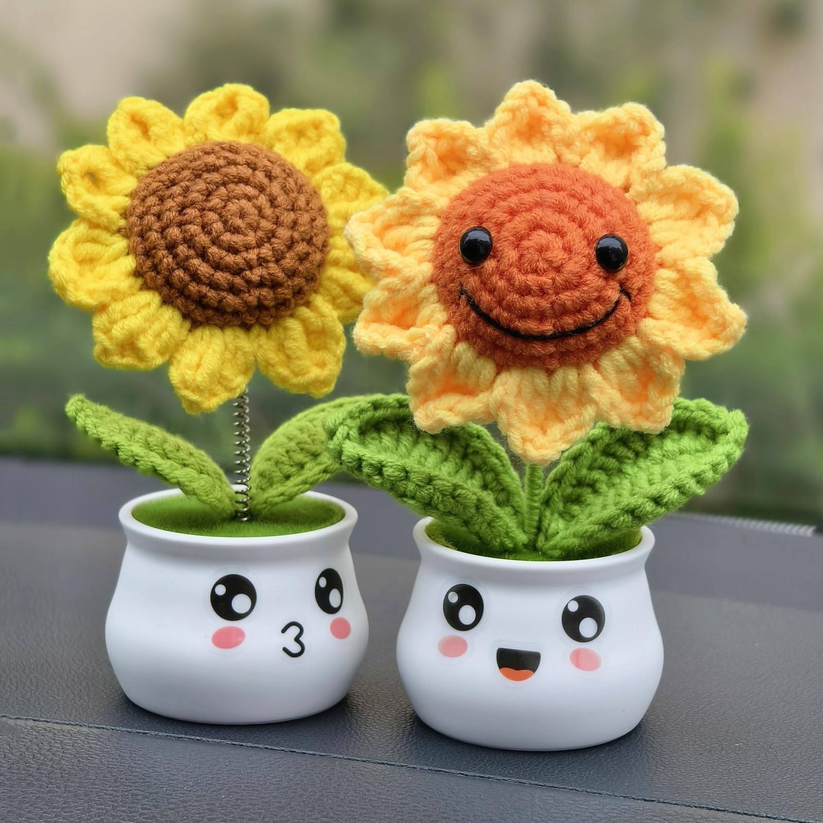 Crochet Sunflower Gifts for , Artificial Sun Flower for Office Desk Car Dashb…