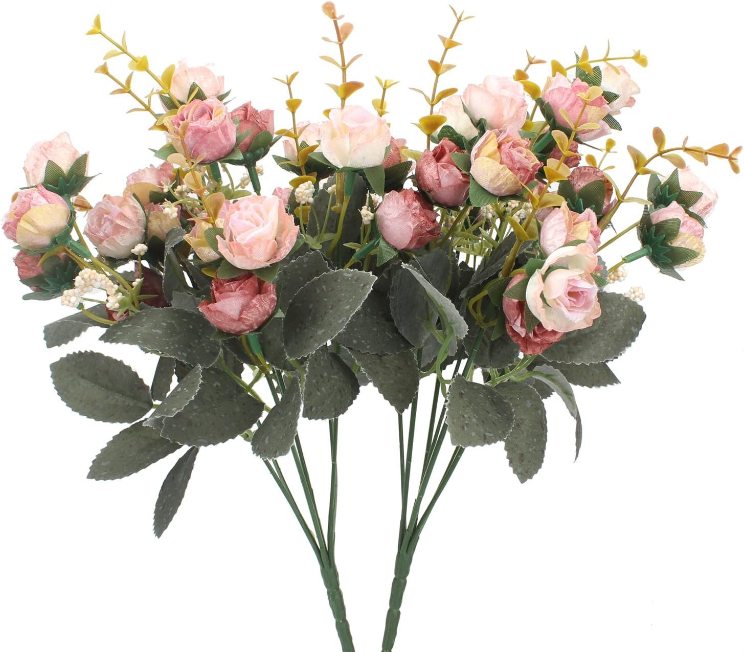 7 Branch 21 Mini Rose Heads Artificial Flowers Bouquet Wedding Home Office Decor