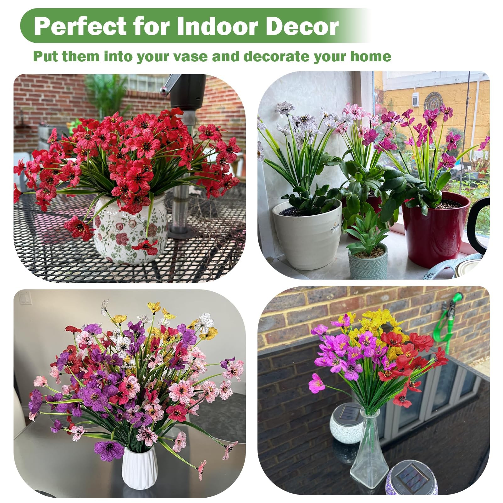 Fake Outdoor Flowers Uv-Resistant – 24 Bundles 6 Colors Realistic Artificial …