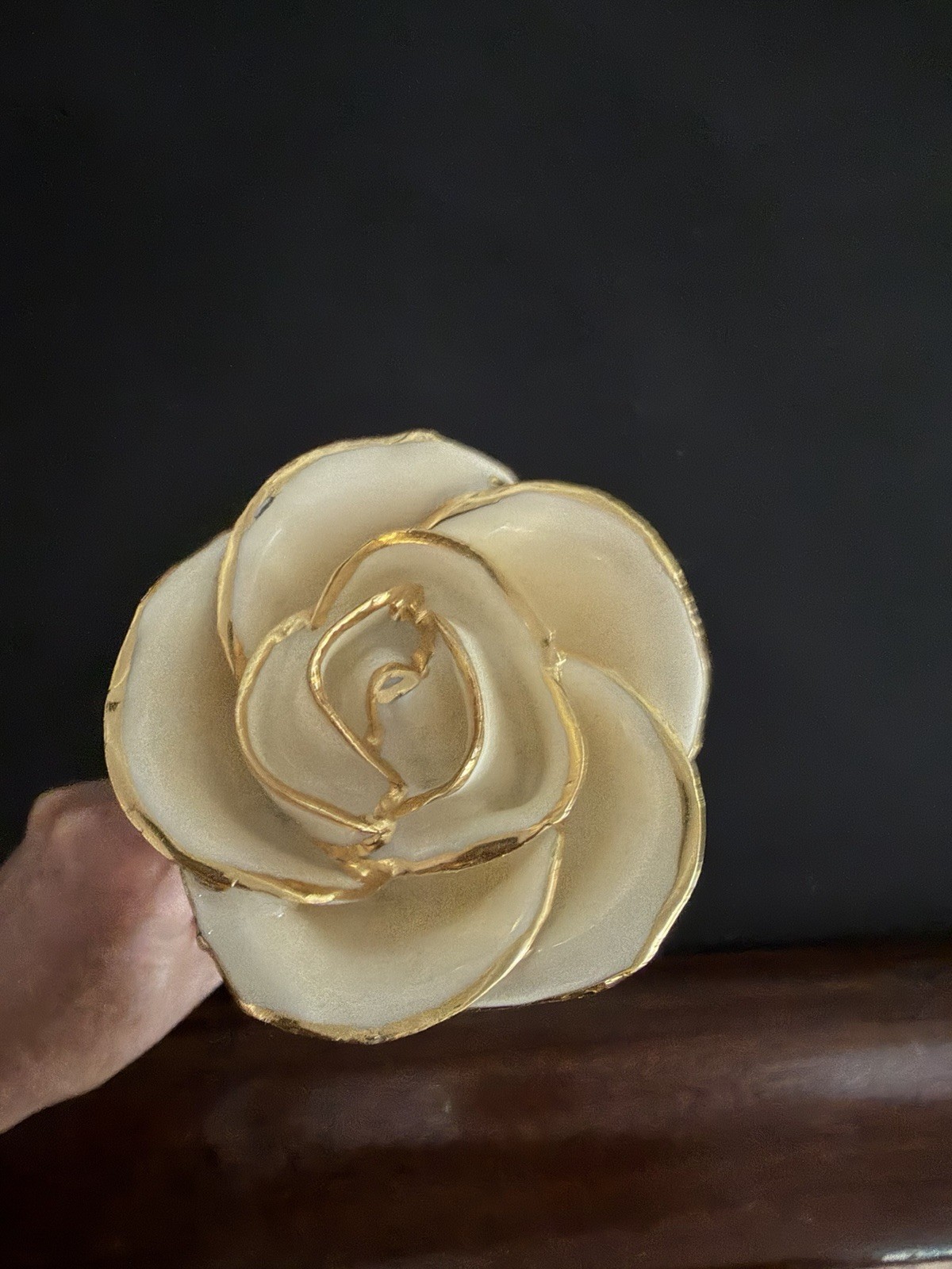 Living Gold Real Rose Dipped in 24K Gold Flower Stem, Gold/Green/White.