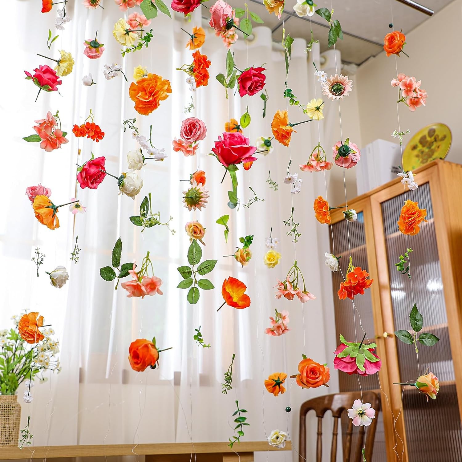 6 Pcs 35.4 ft Flower Garlands Artificial Wildflower Vines Floral Backdrop